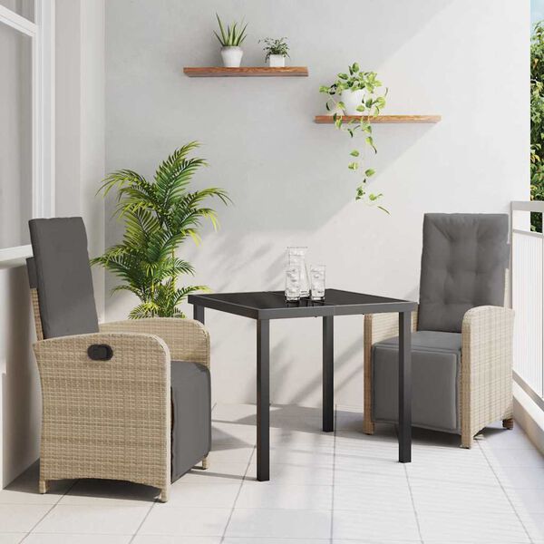 vidaXL Conjunto de Comedor de Jard&iacute;n 3 pcs Beige rat&aacute;n sint&eacute;tico