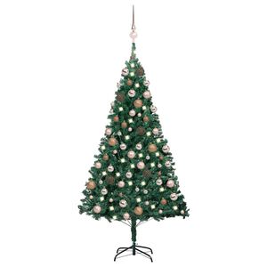 vidaXL &Aacute;rbol de Navidad preiluminado con luces y bolas verde 120 cm