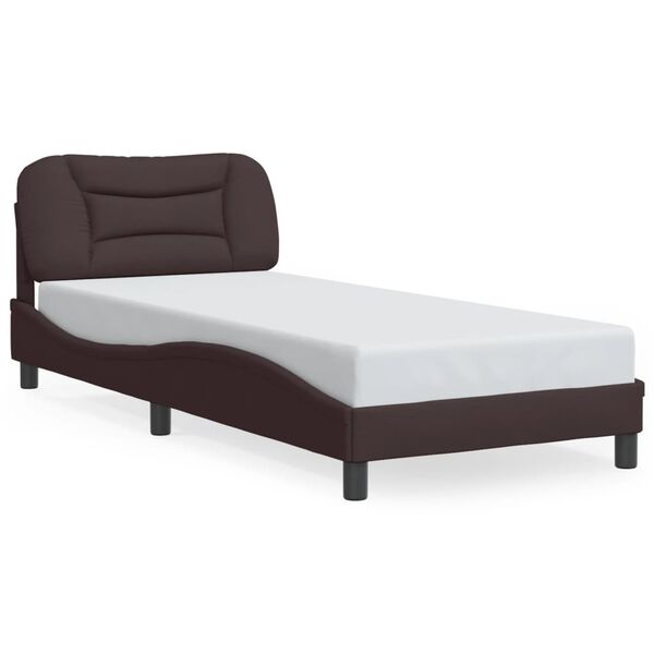 vidaXL Estructura de cama con LED sin colch&oacute;n Hvar tela marr&oacute;n oscuro 90x200cm