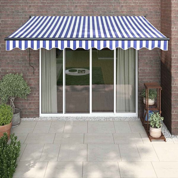 vidaXL Toldo retr&aacute;ctil aluminio y tela azul y blanco 3x2,5 m