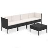 vidaXL Set de muebles de jard&iacute;n 5 pzas y cojines rat&aacute;n sint&eacute;tico negro