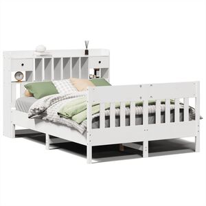 vidaXL Estructura de cama sin colch&oacute;n madera de pino blanca 140x190 cm