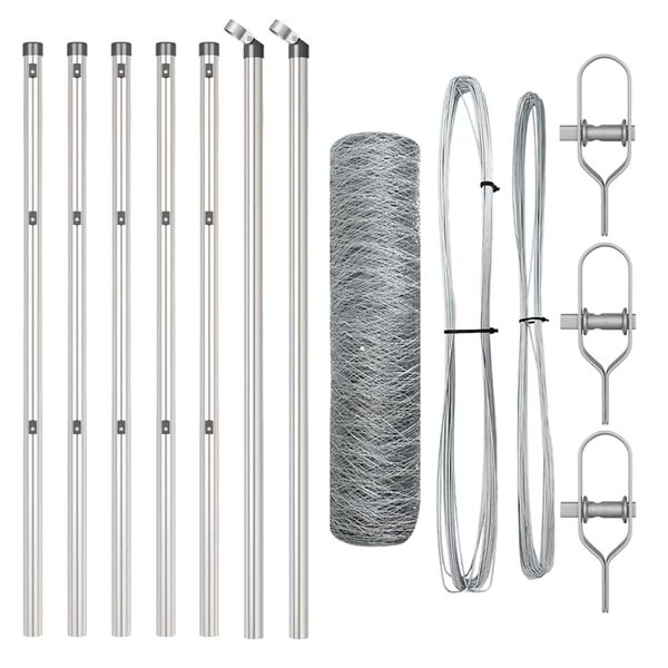 vidaXL Poste de Valla Plateado 10 x 0,4 m (malla de 50 mm) Acero