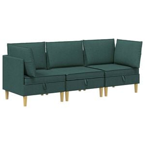 vidaXL Juego de sof&aacute; modular con almacenamiento 3 pcs Verde oscuro