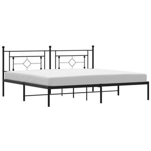 vidaXL Estructura cama sin colch&oacute;n con cabecero metal negro 193x203 cm