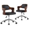 vidaXL Sillas de comedor giratorias 2 uds madera curvada y cuero negro
