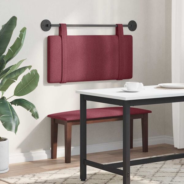 vidaXL Cabecera Colgante Liso Rojo vino 90 x 55 x 5 cm tela