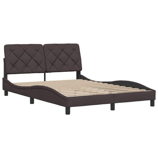 vidaXL Estructura de cama sin colch&oacute;n tela marr&oacute;n oscuro 120x200 cm