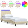 vidaXL Estructura de cama sin colch&oacute;n Hanko tela crema 90x200 cm