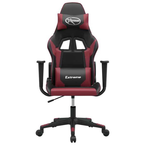 vidaXL Silla gaming cuero sintético negro y rojo vino tinto