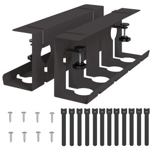 vidaXL Bandeja de gesti&oacute;n de cables bajo el escritorio 2 uds. Negro