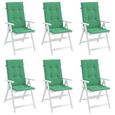 vidaXL Cojín silla de jardín respaldo alto 6 uds tela verde 120x50x3cm