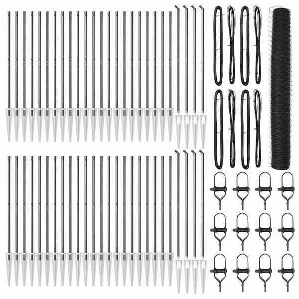 vidaXL Poste de Valla Gris 100 x 1,4 m (malla de 50 mm) Acero y PVC