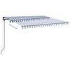 vidaXL Toldo automático con LED sensor de viento azul y blanco 5x3,5 m