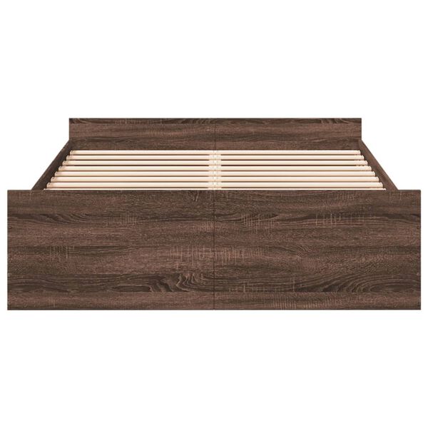 vidaXL Cama con cajones madera de ingenier&iacute;a marr&oacute;n roble 120x190 cm