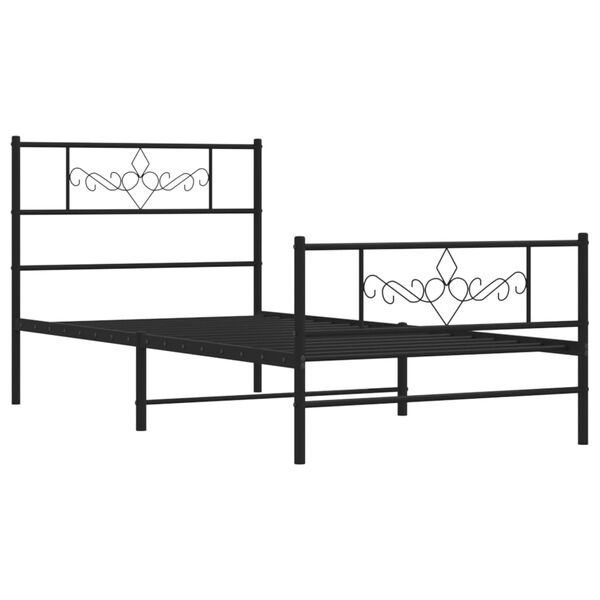 vidaXL Estructura cama sin colch&oacute;n con estribo metal negro 80x200 cm