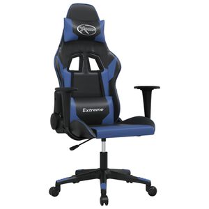 vidaXL Silla gaming de masaje cuero sint&eacute;tico negro y azul