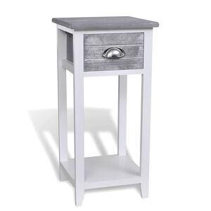 vidaXL Mesita de noche con 1 caj&oacute;n gris y blanca