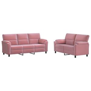 vidaXL Juego de Sof&aacute; 2 pcs Rosa Terciopelo