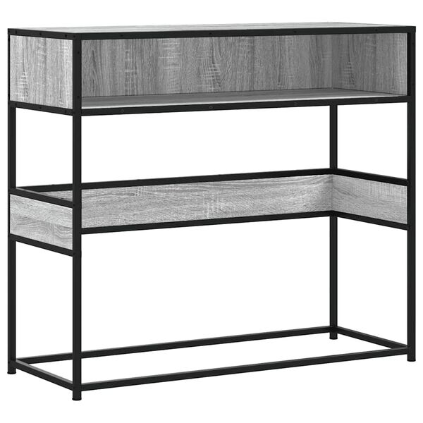 vidaXL Mesa consola madera de ingenier&iacute;a gris Sonoma 90x35x80 cm