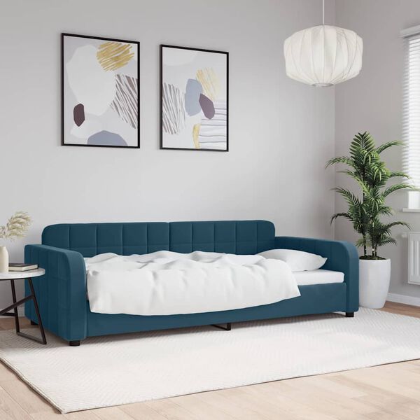 vidaXL Sof&aacute; cama sin colch&oacute;n terciopelo azul 90x200 cm