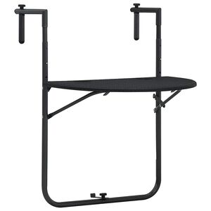 vidaXL Mesa balcón colgante plástico aspecto ratán negro 60x64x83,5 cm