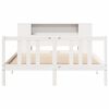 vidaXL Cama con estanter&iacute;a sin colch&oacute;n madera maciza blanca 160x200 cm