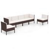vidaXL Set muebles de jard&iacute;n 6 pzas y cojines rat&aacute;n sint&eacute;tico marr&oacute;n