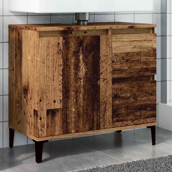 vidaXL Armario de lavabo ba&ntilde;o madera ingenier&iacute;a envejecida 65x33x60 cm
