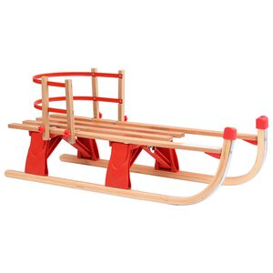 vidaXL Trineo de nieve plegable con respaldo madera 119 cm