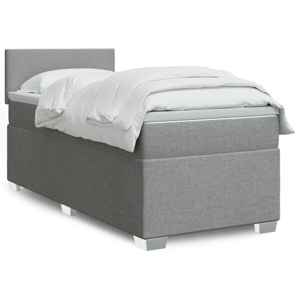 vidaXL Cama box spring con colch&oacute;n tela gris claro 80x200 cm