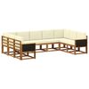 vidaXL Conjunto de sof&aacute;s de exterior 9 uds. Natural y Crema