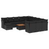 vidaXL Set de sof&aacute;s de jard&iacute;n y cojines 13 pzas rat&aacute;n sint&eacute;tico negro