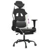vidaXL Silla gaming con reposapi&eacute;s cuero sint&eacute;tico negro blanco