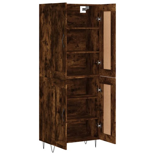 vidaXL Aparador alto madera contrachapada roble ahumado 69,5x34x180 cm
