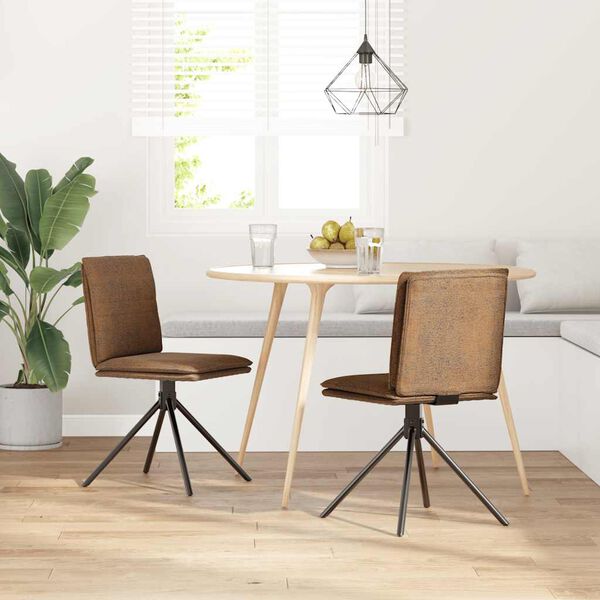 vidaXL Silla de comedor cuero sintético marrón