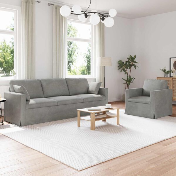 vidaXL Sof&aacute; 2 pcs Gris Claro 228 x 78 x 80 cm Terciopelo