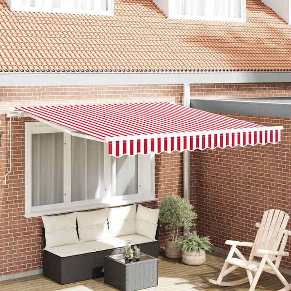 vidaXL Toldo Retr&aacute;ctil Manual Rojo y 300 x 250 cm Poli&eacute;ster y Aluminio