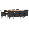 vidaXL Set de comedor jard&iacute;n 11 pzas con cojines rat&aacute;n sint&eacute;tico negro
