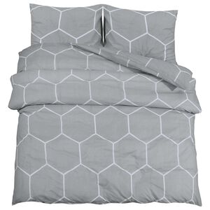 vidaXL Juego de funda n&oacute;rdica gris y blanco 225x220 cm algod&oacute;n