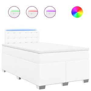 vidaXL Cama box spring con colch&oacute;n cuero sint&eacute;tico blanco 120x190 cm