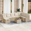 vidaXL Conjunto de sof&aacute; de jard&iacute;n con coj&iacute;n 9 pcs Beige Polirat&aacute;n