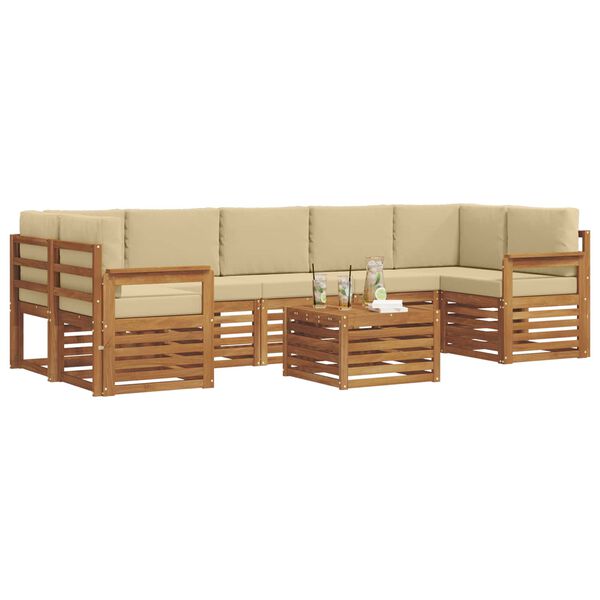 vidaXL Conjunto de sof&aacute;s de exterior con coj&iacute;n 8 pcs Natural y Beige