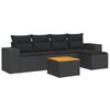 vidaXL Set de sof&aacute;s de jard&iacute;n 6 piezas y cojines rat&aacute;n sint&eacute;tico negro
