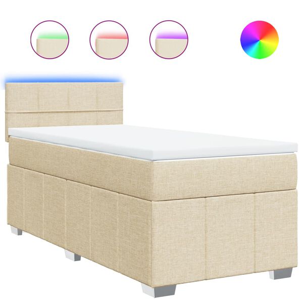 vidaXL Cama box spring con colch&oacute;n tela color crema 80x200 cm