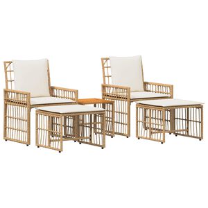 vidaXL Juego de muebles de exterior 5 pcs Natural y Crema