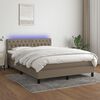 vidaXL Cama box spring colch&oacute;n y luces LED tela gris taupe 140x190 cm