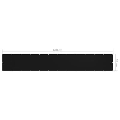 vidaXL Toldo para balcón tela oxford negro 90x600 cm