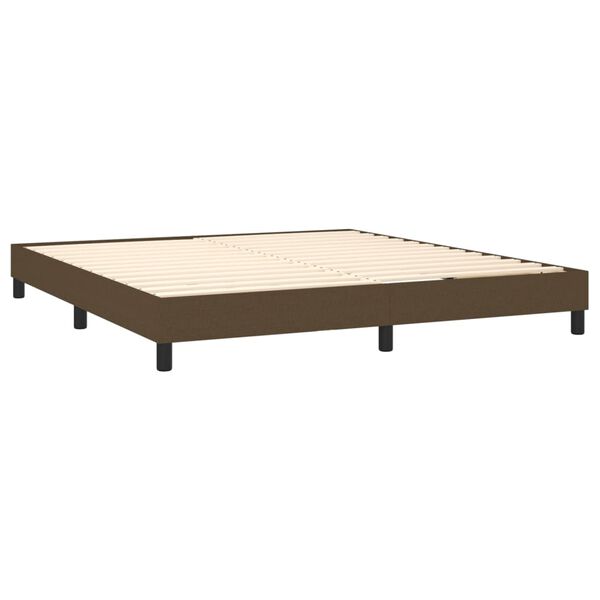 vidaXL Cama box spring con colch&oacute;n tela marr&oacute;n oscuro 160x200 cm