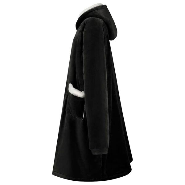 vidaXL Sudadera manta Negro m Forro Polar y Franela